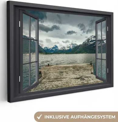 Produktbild von OneMillionCanvasses® - Leinwandbilder - 140x90 cm, Aussicht - Berg - See, Wandbilder Kunstdruck Wanddekoration