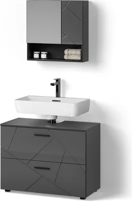 Image de Ensemble de meubles de salle de bain Livinity Ronco Anthracite Haute brillance 2 parties, Model 52708