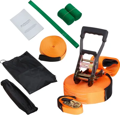 Zdjęcie produktu dla SucceBuy zestaw slackline z liną treningową, 18-metrowy sprzęt slackline do ogrodu, łatwa w montażu lina stalowa dla dzieci i dorosłych, kompletny zestaw z osłoną drzewa, trenażerem ramion, torbą transportową i instrukcją