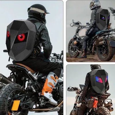 Motorrucksack mit LED-Beleuchtung, Große Kapazität, Wasserdicht, Fahrerrucksack für Reisen und Camping