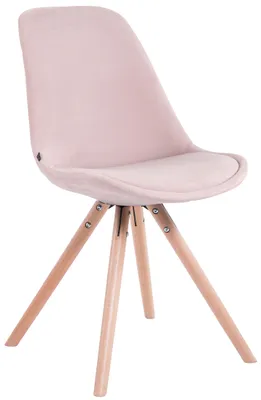 Produktbild von TPFLiving Besucherstuhl Toulon Samt Gestell Buchenholz Natura rund pink