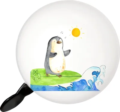Produktbild von Mr. & Mrs. Panda Fahrrad Klingel Pinguin Surfer - Weiß - Geschenk, Portugal, Fahrrad-Klingel, Für, Urlaub, Hawaii, Optimistisch, Fahrradklingel, Fahrradglocke, Motiviert