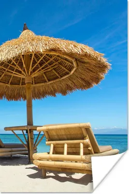 Produktbild von MuchoWow® Poster Strandkorb - Strand - Sonnenschirm - Meer - Sommer 20x30 cm - Papierdruck