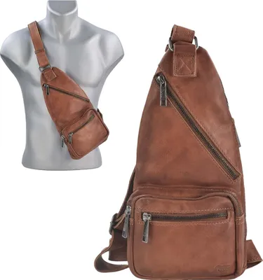 Produktbild von Bear Design Umhängetasche Crossbody Crossover Bag Leder cognac Tasche NOLANI