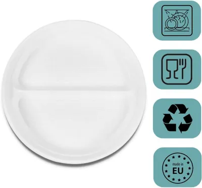 Produktbild von Plastikteller Set mit 100 Stück I Wiederverwendbare Teller Ø22 cm I Kunststoffteller für Partys und Camping