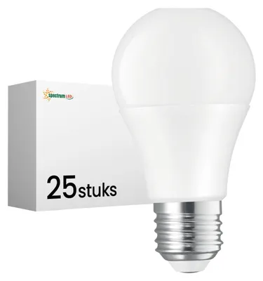 Productafbeelding van Spectrum LED Peerlamp A60 E27 Mat - 10W 1050lm 3000K - Warmwit - Vervangt 75W - 24V - 25 stuks