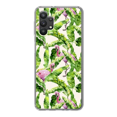 Produktbild von MuchoWow® Handyhülle Schutzhülle Hülle für Samsung Galaxy A32 5G Flamingo - Blätter - Muster Silikon Softcase Handy Hülle - Softcase