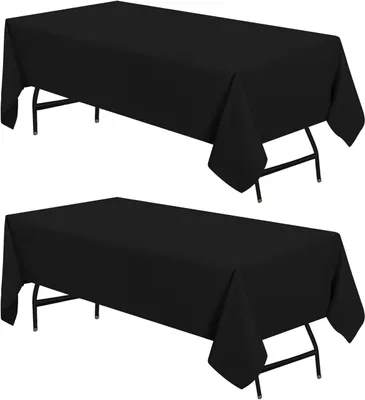 Produktbild von Omgoods – Set aus 2 schwarzen Tischdecken aus Polyester, 140 x 240 cm, ideal für Feiern und Veranstaltungen