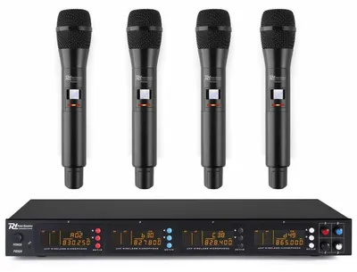 Imagen del producto de Kit de micrófono inalámbrico: 4 micrófonos de mano, 50 canales UHF