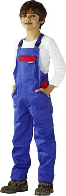 Produktbild von Planam Kinderbekleidung Kinder-Latzhose kornblau/mittelrot Gr. 98/104, 0164098