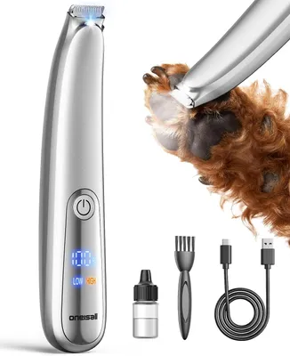 Productafbeelding van Poottrimmer voor honden - draadloos - met ledlicht - 40 dB - 2 snelheden - voor poten en gezicht - zilver