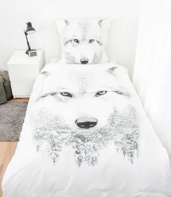 Immagine prodotto di Set di biancheria da letto in flanella con lupo 155 x 220 cm 80 x 80 cm oversize