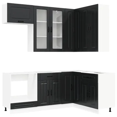 Produktbild von vidaXL Kücheneinheit KALMAR 8 stk. Schwarz Holzwerkstoff