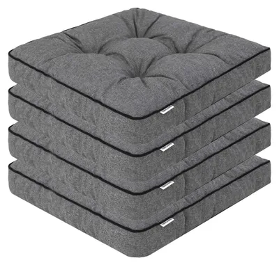 Image de Coussin de chaise - Lot de 4 - 49 x 47 cm - Anthracite - Intérieur et extérieur