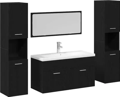 Produktbild von Badezimmermöbel-Set 4 pcs Schwarz Eichen-Optik Holzwerkstoff