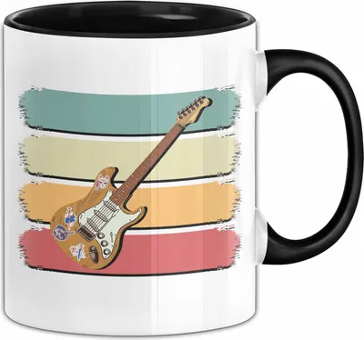 Produktbild von Gitarrenspieler Geschenk Tasse Gitarre E-Gitarre Kaffee-Becher (Schwarz)