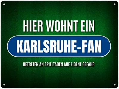 Produktbild von Hier wohnt ein Karlsruhe-Fan Metallschild XXL mit Rasen Motiv