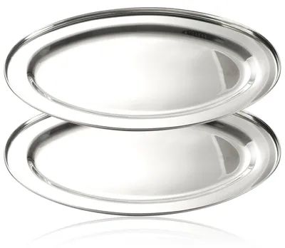 Obrázek produktu pro Sada dvou oválných servírovacích talířů z nerezové oceli, rozměry 34 x 21,5 cm