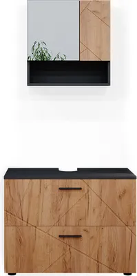 Produktbild von Badmöbel-Set Vicco Irma Goldkraft Eiche/Anthrazit 2 Teile, Model 38060