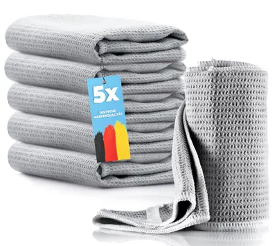 Produktbild von 5 x Mikrofasertücher - Streifenfrei für Küche, Badezimmer und Auto