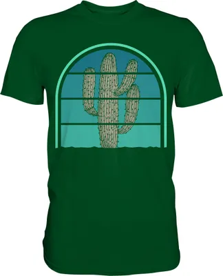 Produktbild von Retro Kaktus T-Shirt – Bottle Green / M