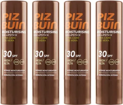 Productafbeelding van Piz Buin Moisturising beschermende lippenbalsem SPF30 4 stuks