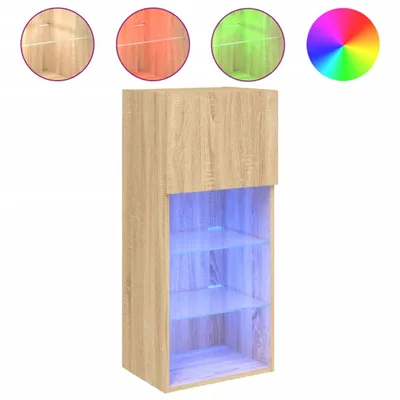 Image de vidaXL Armoire TV avec lampes LED Chêne Sonoma 40,5x30x90 cm