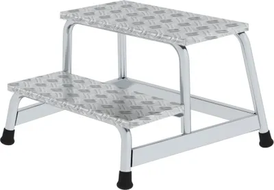 Produktbild von Arbeitspodest starr | 2 Stufen | Aluminium-Warzenblech | Rutschfeste Kunststoffschuhe