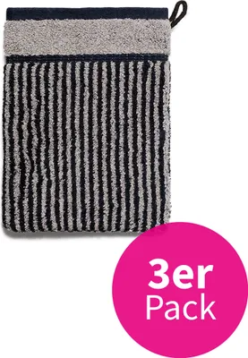 Produktbild von grace grand spa Waschhandschuhe Classic mit Streifen-Muster Grau/schwarz One Size