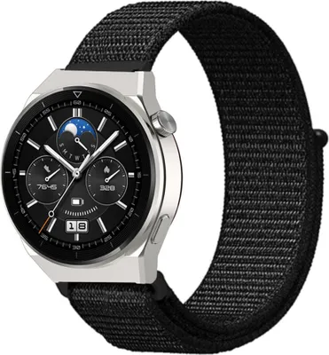 Produktbild von Strap-it Huawei Watch GT 3 Pro 46mm Nylonarmband (Schwarz)