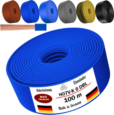 Produktbild von 100m Aderleitung H07 V-K DBL 1x6 mm² Dunkelblau Einzelader flexibel
