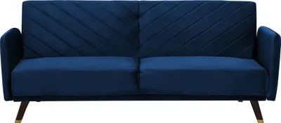 Zdjęcie produktu dla BELIANI Sofa rozkładana niebieska welurowa 3-osobowa z funkcją spania glamour