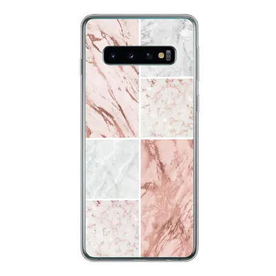 Produktbild von MuchoWow® Handyhülle Schutzhülle Hülle für Samsung Galaxy S10 Marmor - Weiß - Rosa Silikon Softcase Handy Hülle - Handytasche