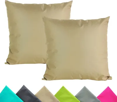 Produktbild von JACK 2er Set 40x40cm Outdoor Kissenhülle Kissenbezug Wasserfest Sitzkissen Lounge Kissen Garten Stuhl Lotus Effekt, Farbe:Taupe