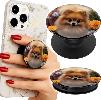 Produktbild von Handyhalterung Popsocket für den Finger / Ständer - SÜßER HUND, POMERANIER