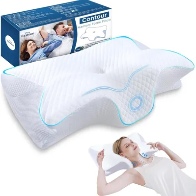 Produktbild von Nackenkissen Memory Foam, für Seitenschläfer, atmungsaktiver Bezug, weiß