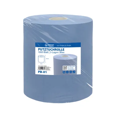 Produktbild von WP Putztuchrolle 3-lagig 1000 Blatt 36,5 x 35cm blau