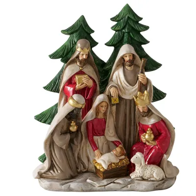 Produktbild von Krippe Bethanio Weihnachtsdeko Handbemalt Kunstharz Figur