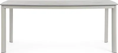 Tisch Alorca 90 x 75 x 180 cm Gesintertem Stein Aluminium Weiß Grau_Natur24