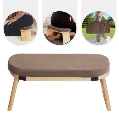 Produktbild von Meditationsbank faltbar Yogahocker 44*19*21cm Yogastuhl (Holzfarbe+Kaffeefarbe)