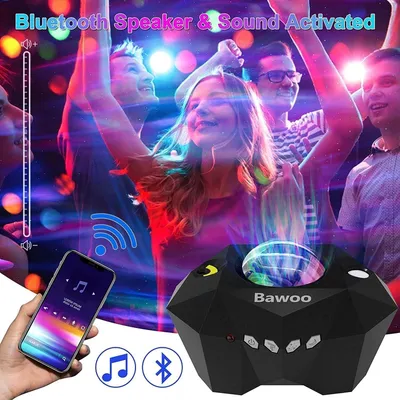 Produktbild von LED Sternenhimmel Projektor Aurora Lampe,Nachtlicht Projektor mit Fernbedienung/Bluetooth/Musikspieler/Timer für Schlafzimmer Party Weihnachten, Schwarz