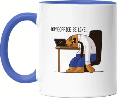 Produktbild von Homeoffice Tasse Blau Lustig Spruch Ironie Faultier Geschenk Bürokollegen Lockdown