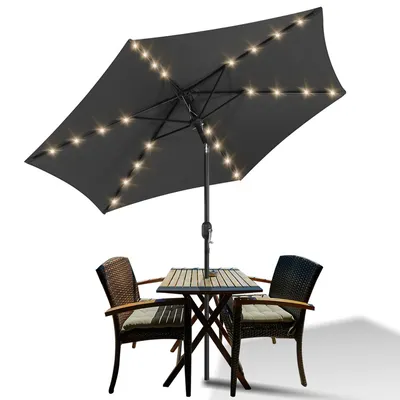 Produktbild von Jopassy 2.7m Sonnenschirm Gartenschirm Balkonschirm UV40+ Garten Wasserabweisend mit LED Solar,Grau,2.7m