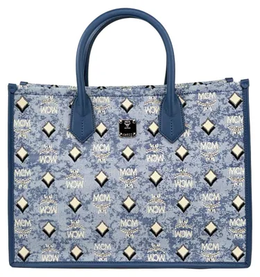 Produktbild von MCM Aren München Cabas Visetos Denim silberne Plakette