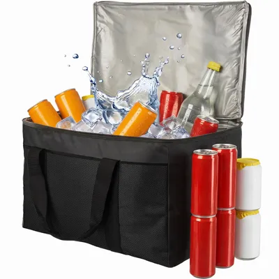 Produktbild von Dimono XXL Kühltasche 45L faltbar | Große Thermotasche mit Schultergurt & Fächern | Isolierbox für Camping Picknick Strand | Schwarz