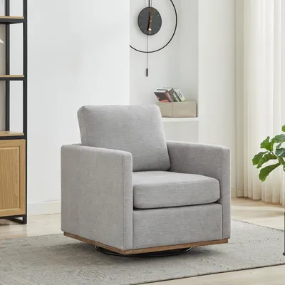 Produktbild von Gepolsterter Drehsessel 360° Clubstuhl mit Armlehnen 85 x 78 x 88.5 cm Chenille Grau