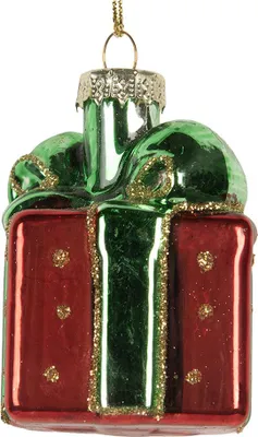 Image de Clayre & Eef Pendentif de Noël Cadeau 4x4x6 cm Verre rouge