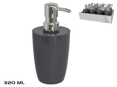 Productafbeelding van Zeepdispenser / Zeeppompje - Kunststof Collectie Venice - Antraciet - 320ml - 7x7x17.5 cm