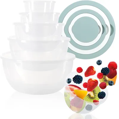 Produktbild von com-four® 5-teiliges Rührschüssel-Set mit Deckel - Backschalen
