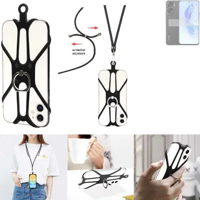 Produktbild von K-S-Trade 3in1 Handykette Handyband Handykordel Halsband Smartphone-Ring Handy-Ring kompatibel mit Huawei Honor 90 Lite Fingerhalterung Handyring